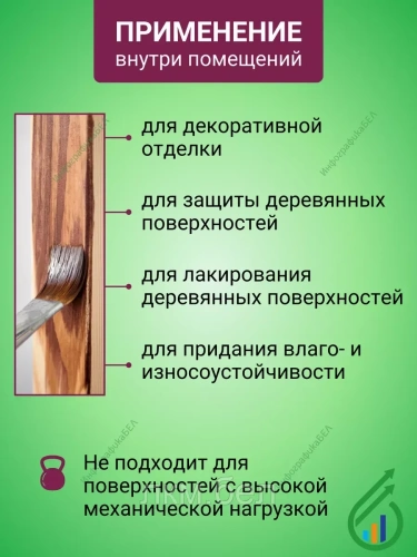 Лак акриловый для стен и потолков Аква 0,9 л (прозрачный шелковисто-матовый) фото 2