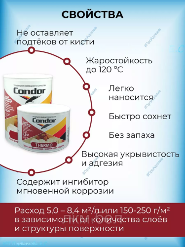Краска для радиаторов Condor Thermo 0,5кг фото 2