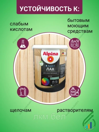 Лак акриловый для стен и потолков Аква 0,9 л (прозрачный шелковисто-матовый) фото 5